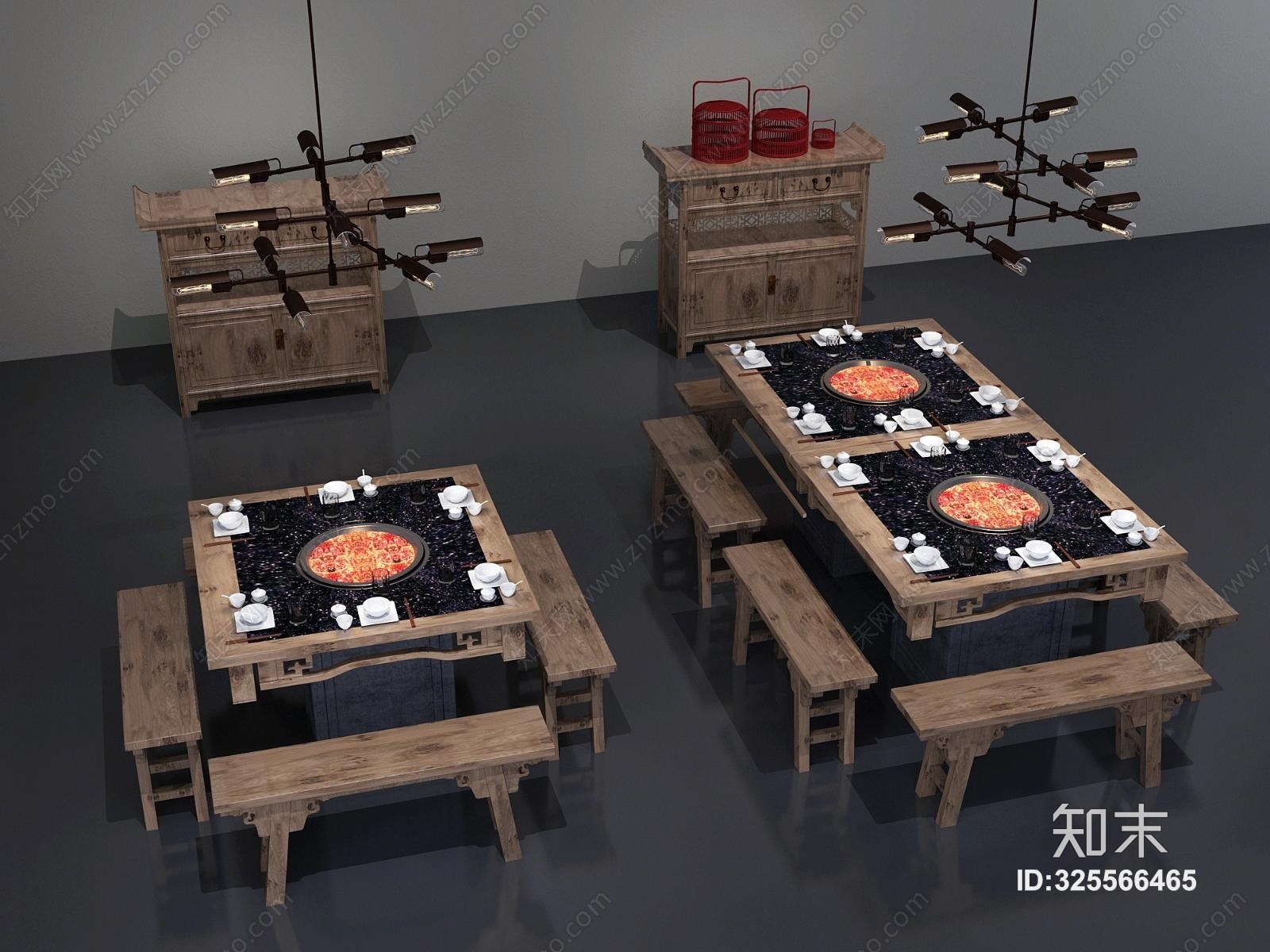 新中式火锅店3D模型下载【ID:325566465】
