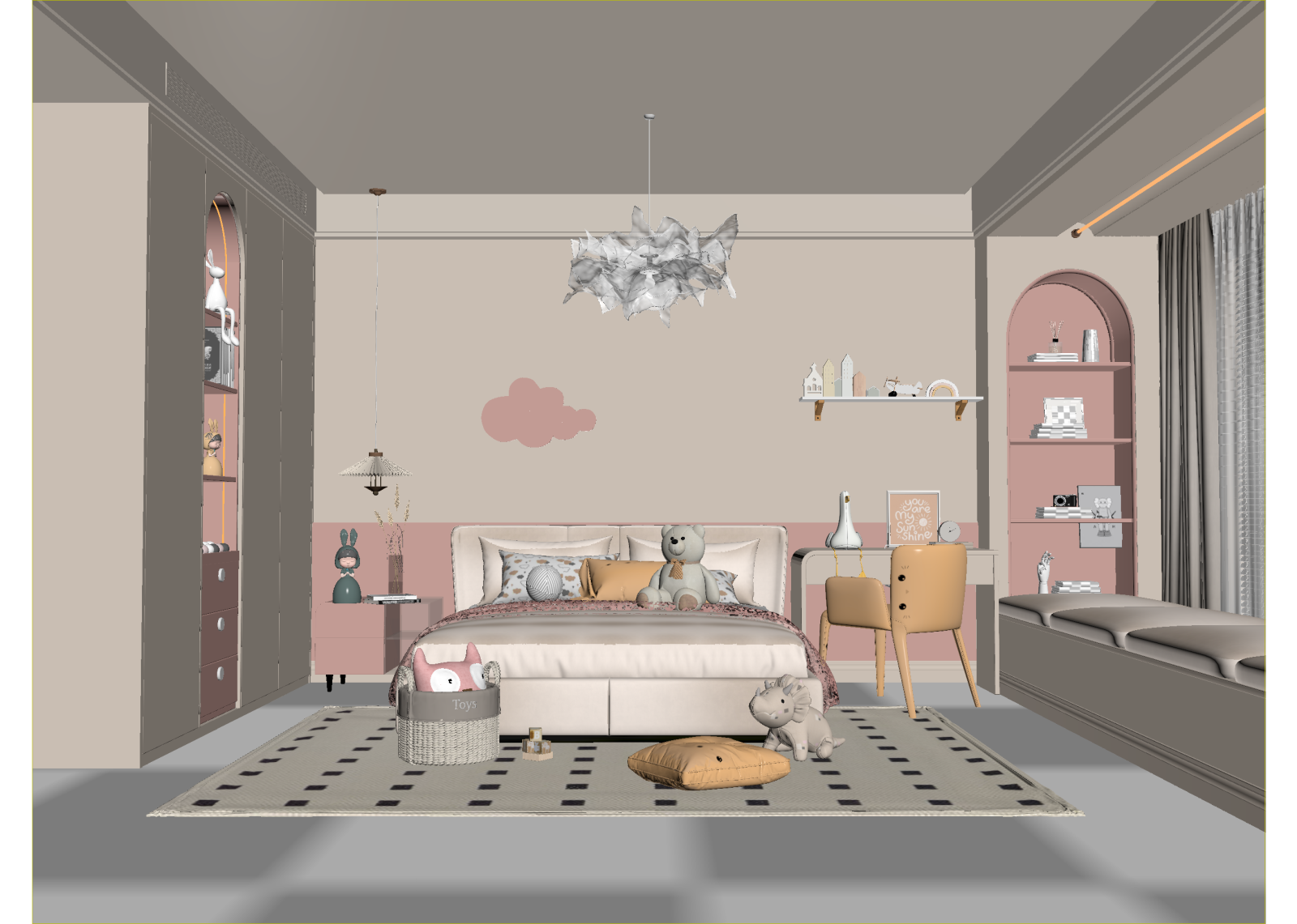 现代通用儿童房3D模型下载【ID:1214991222】