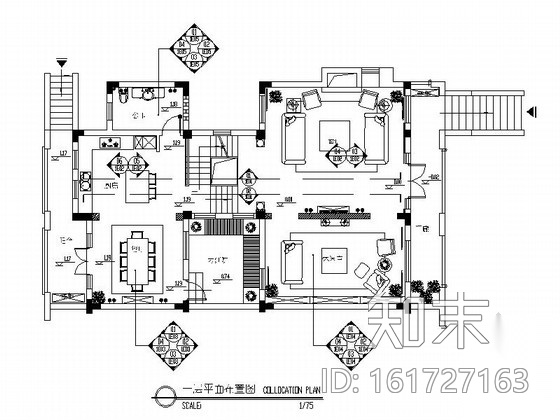 [合肥]高档社区欧式风格双层别墅样板房装修图cad施工图下载【ID:161727163】