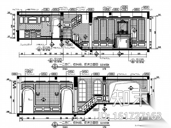 [合肥]高档社区欧式风格双层别墅样板房装修图cad施工图下载【ID:161727163】