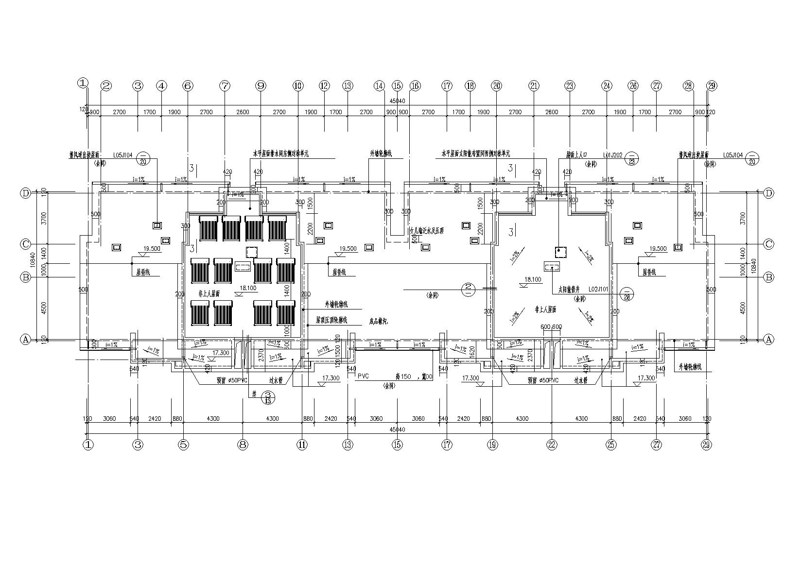 某六层坡屋顶（顶层复式）住宅建筑施工图cad施工图下载【ID:165393143】