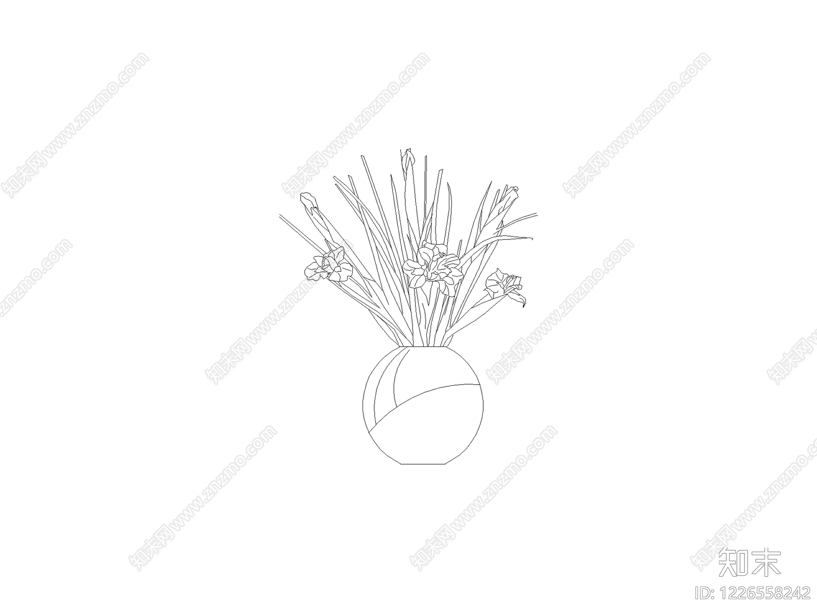 种绿植盆栽图块cad施工图下载【ID:1226558242】