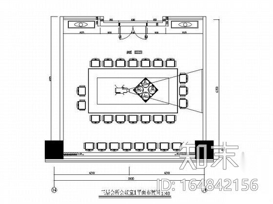 [郑州]精品时尚会所会议室装修图cad施工图下载【ID:164842156】