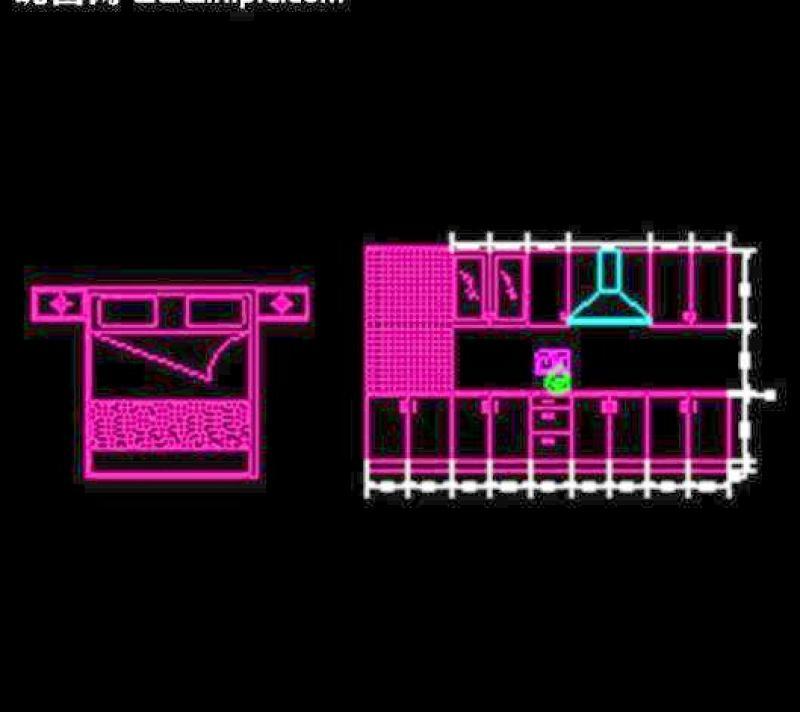cad床和厨房橱柜图片施工图下载【ID:149730141】