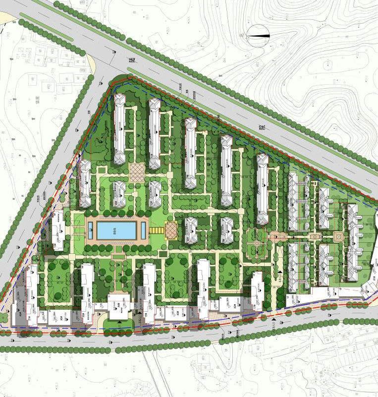 [江西]欧陆风格居住区建筑方案文本设计cad施工图下载【ID:166453176】