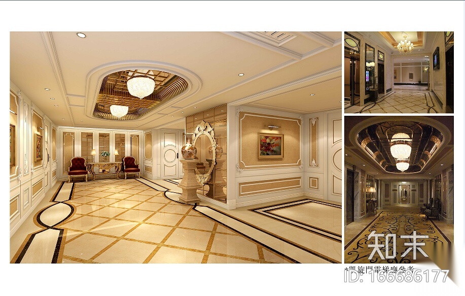 [成都]精装公寓豪华套房设计施工图（含效果图）cad施工图下载【ID:166686177】