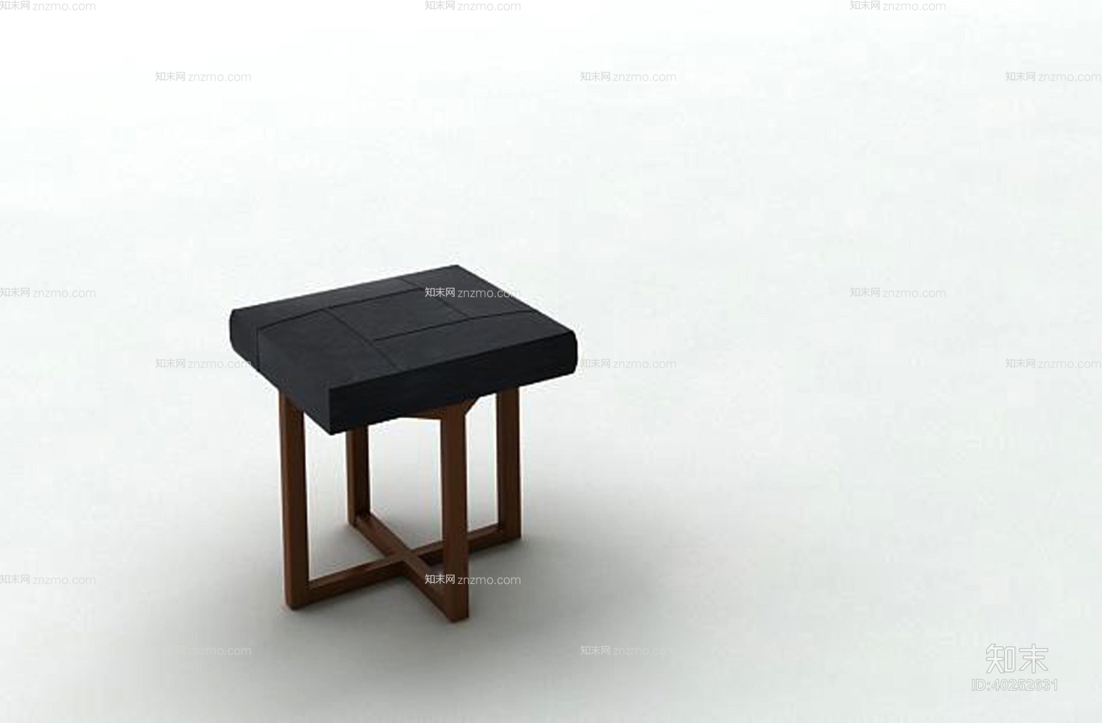现代黑色方型皮质凳子3D模型下载【ID:40252631】