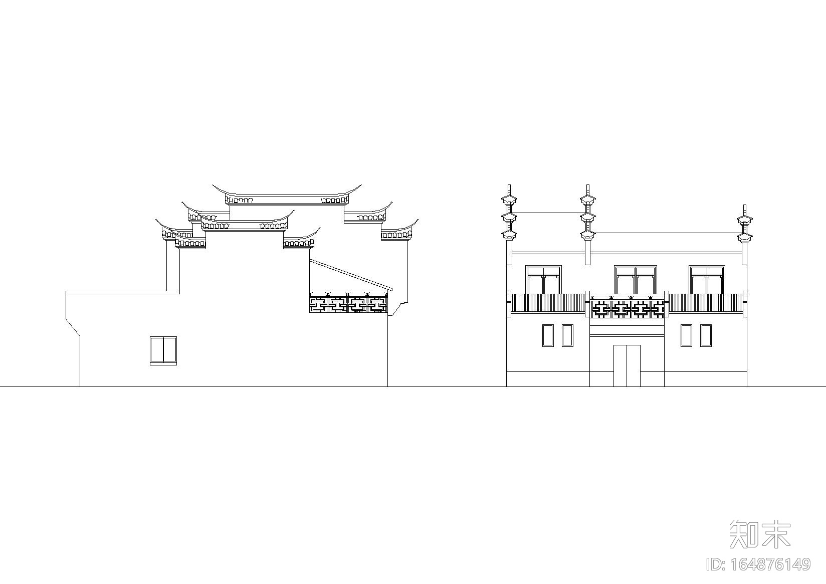 10套徽派建筑方案施工图合辑（CAD）施工图下载【ID:164876149】