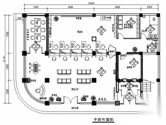 [河南]农村合作金融机构现代营业厅装修施工图（含效果）cad施工图下载【ID:160704179】