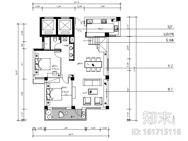 某跃层式公寓设计方案施工图下载【ID:161715116】
