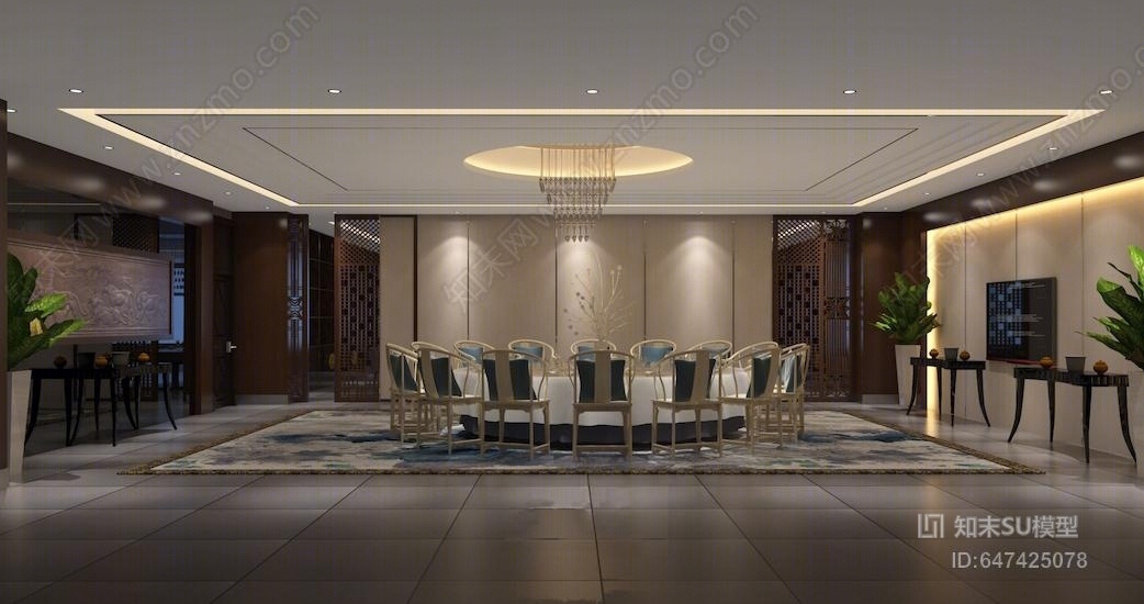 新中式包房SU模型下载【ID:647425078】