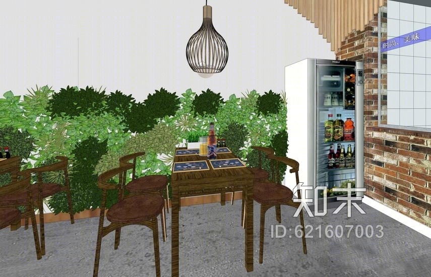 现代餐厅室内设计SU模型下载【ID:621607003】