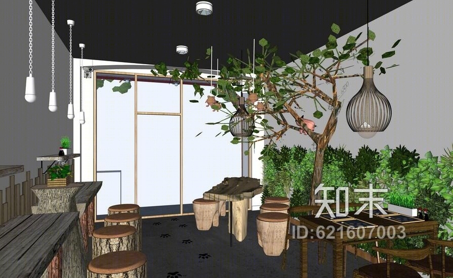 现代餐厅室内设计SU模型下载【ID:621607003】