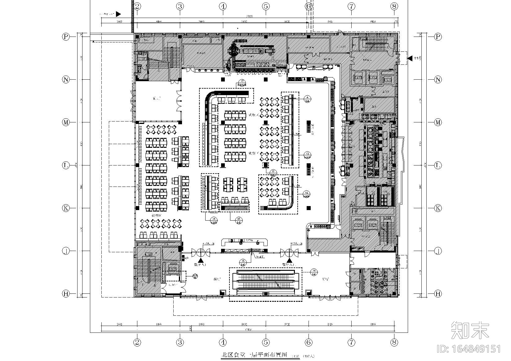 [北京]某航天大学食堂施工图_附效果图施工图下载【ID:164849151】