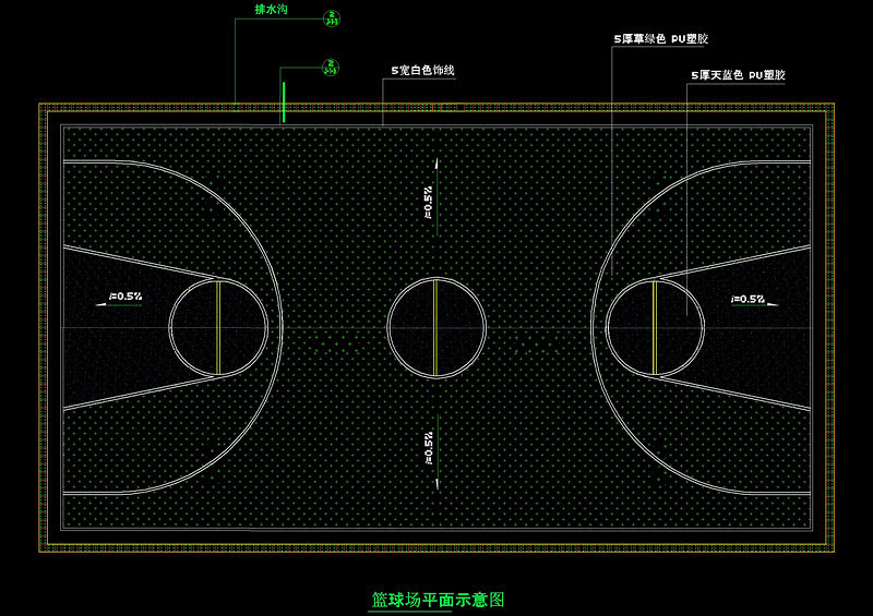 篮球场平面cad图纸施工图下载【ID:149731100】