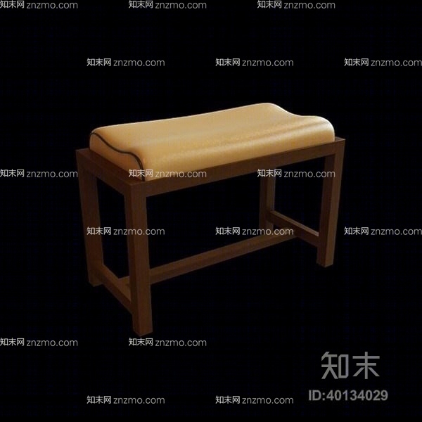 现代长方形皮质沙发凳3D模型下载【ID:40134029】