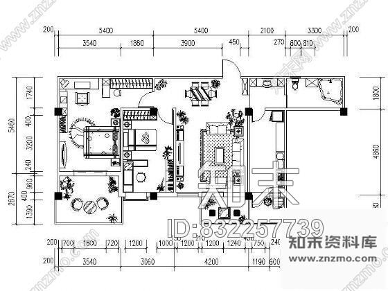 图块/节点四个家装户型平面图cad施工图下载【ID:832257739】