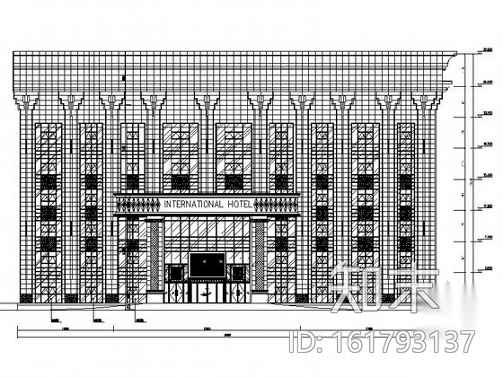 [昆山]豪华商务酒店大堂外立面装修施工图（含效果）cad施工图下载【ID:161793137】