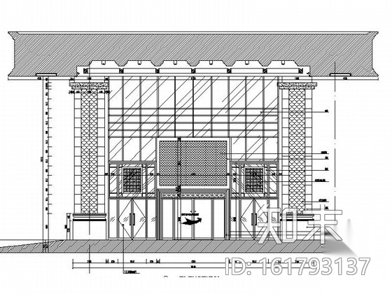 [昆山]豪华商务酒店大堂外立面装修施工图（含效果）cad施工图下载【ID:161793137】