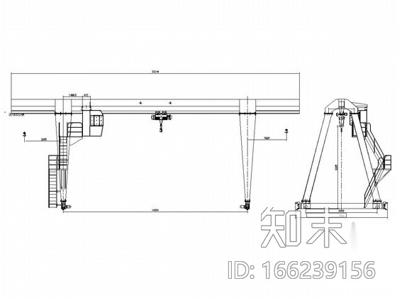 10吨龙门吊CAD图纸施工图下载【ID:166239156】