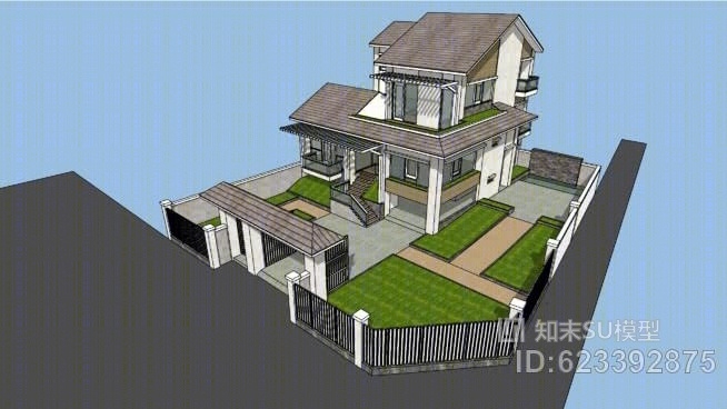 花园住宅SU模型下载【ID:623392875】