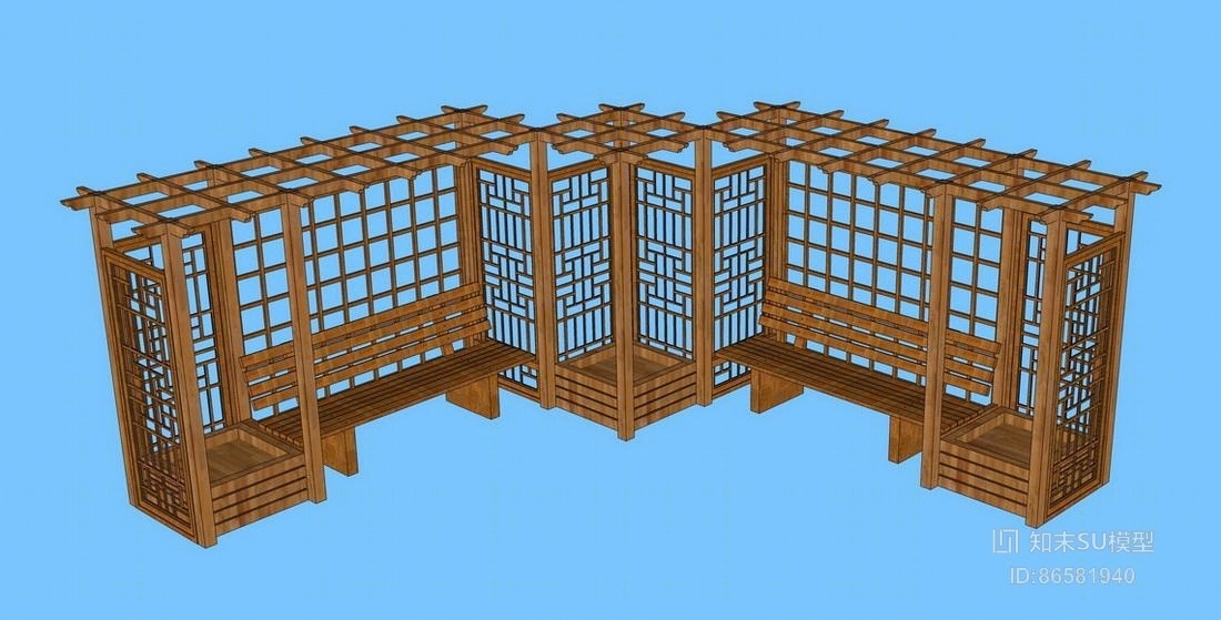 公园休闲座椅SU模型下载【ID:86581940】