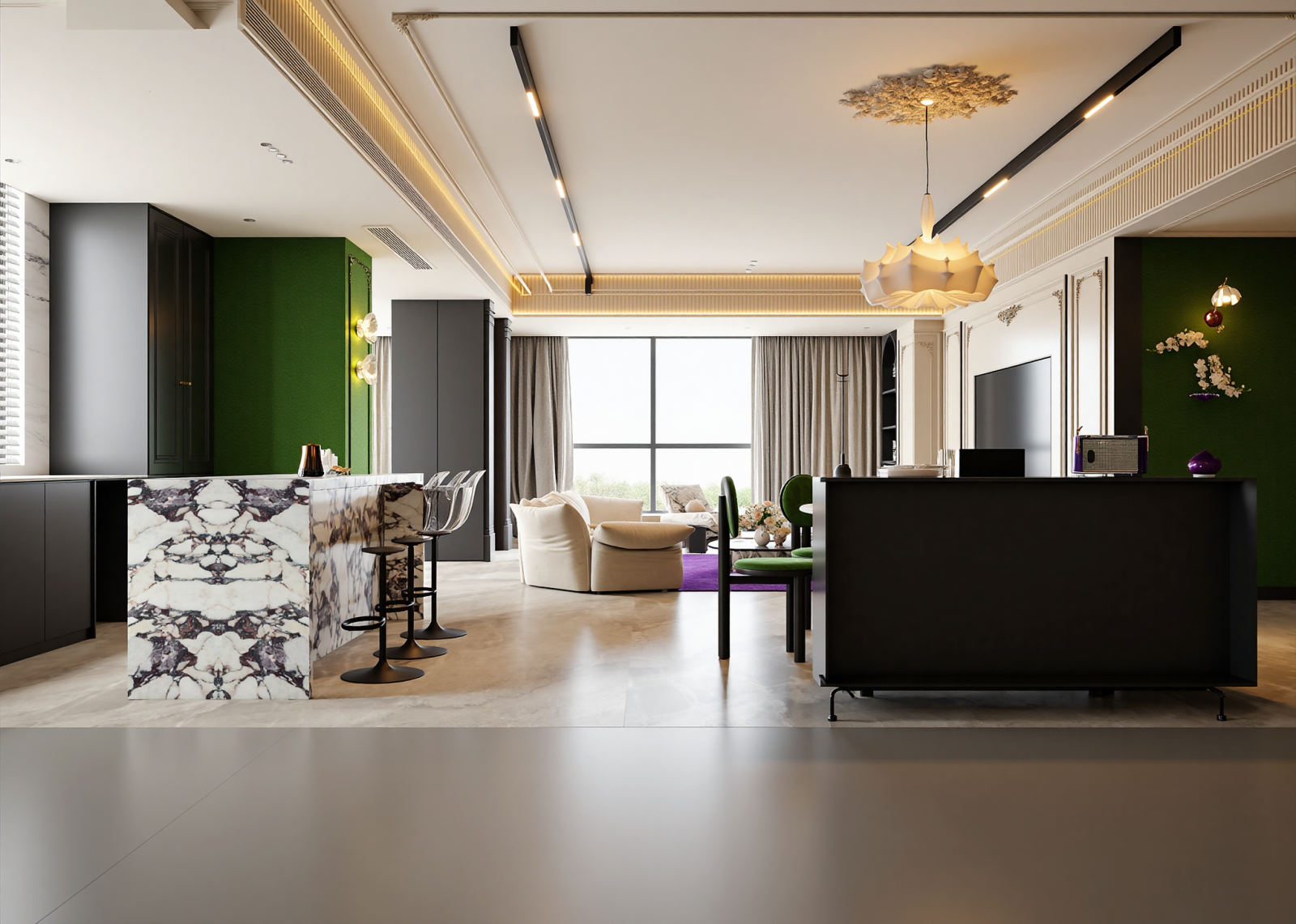 法式民宿大厅3D模型下载【ID:1215128372】