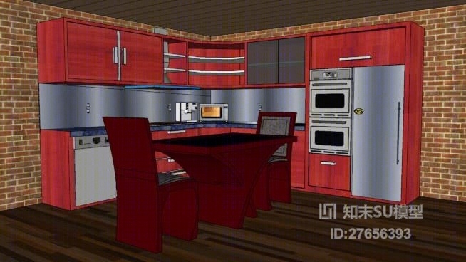 家居开放厨房SU模型下载【ID:27656393】