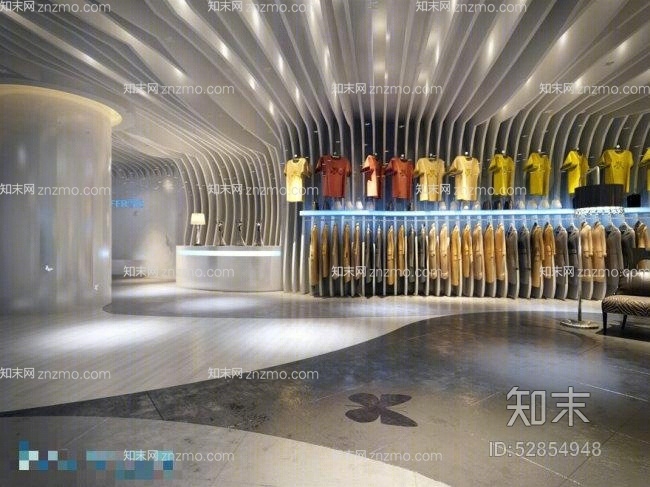 现代灰色服装专卖店3D模型下载【ID:52854948】