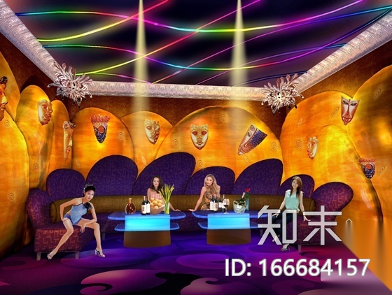 [厦门]豪华夜总会VIP房施工图（含效果）cad施工图下载【ID:166684157】