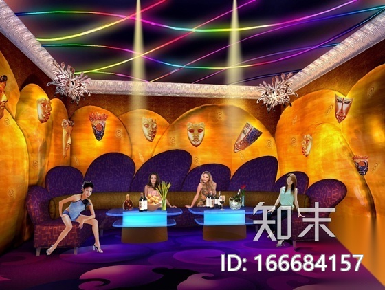 [厦门]豪华夜总会VIP房施工图（含效果）cad施工图下载【ID:166684157】