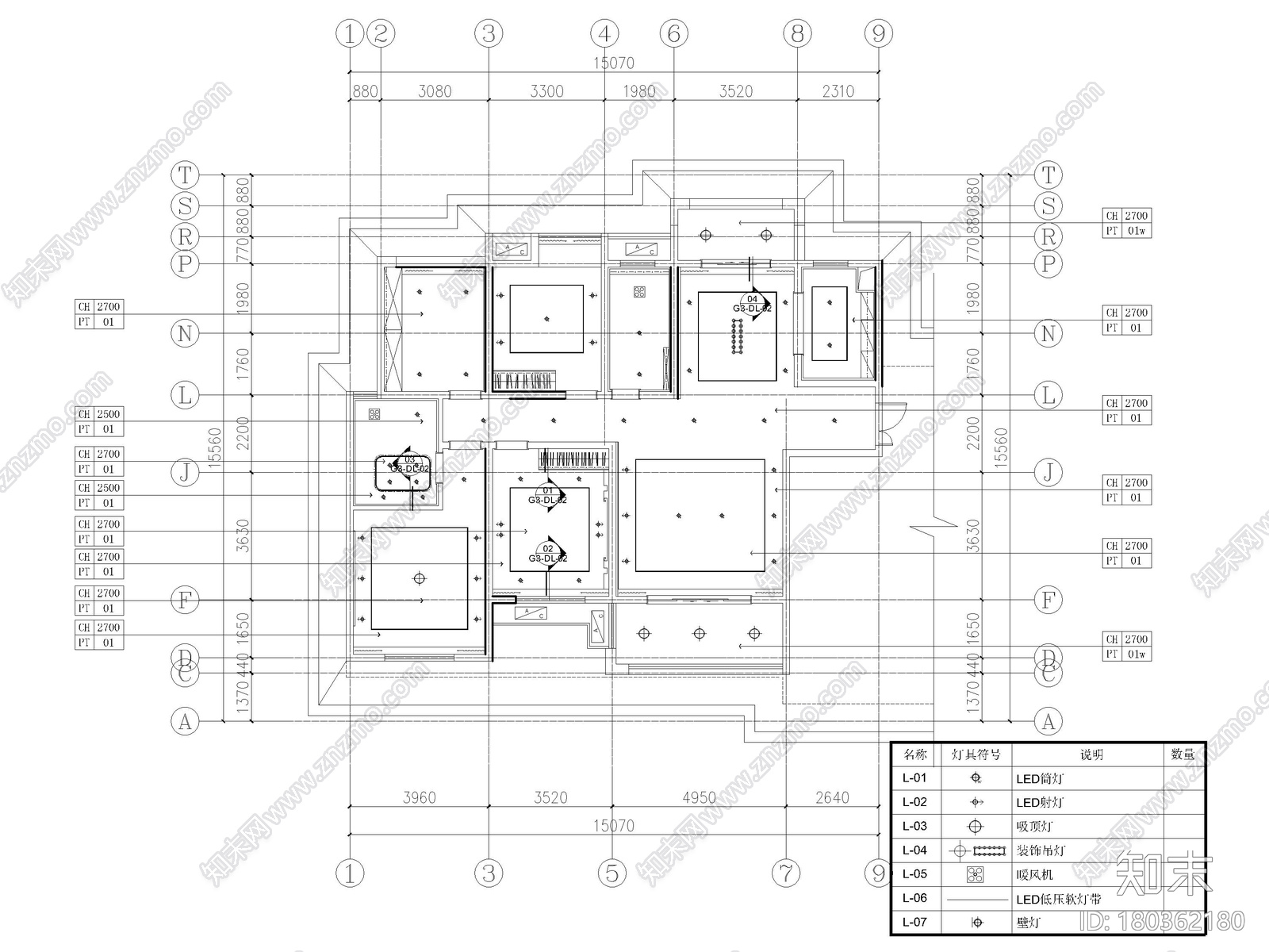 [长沙]​两套三居家装样板间装修设计施工图施工图下载【ID:180362180】