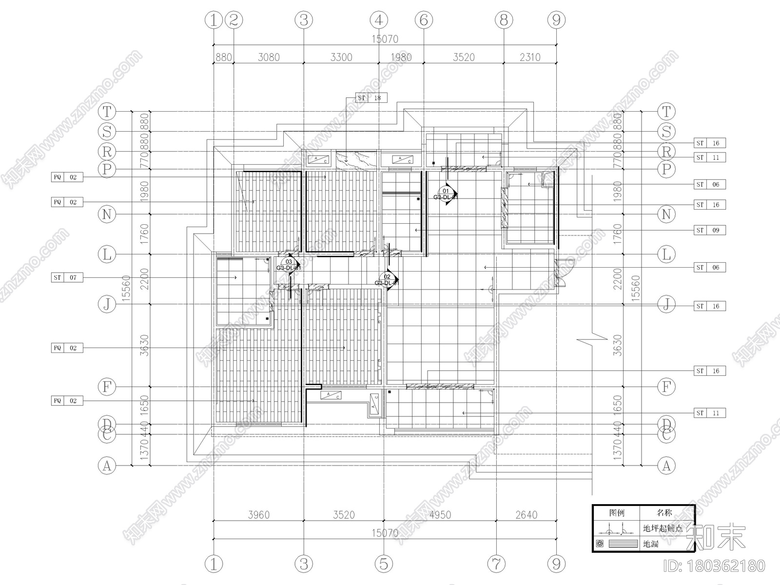 [长沙]​两套三居家装样板间装修设计施工图施工图下载【ID:180362180】