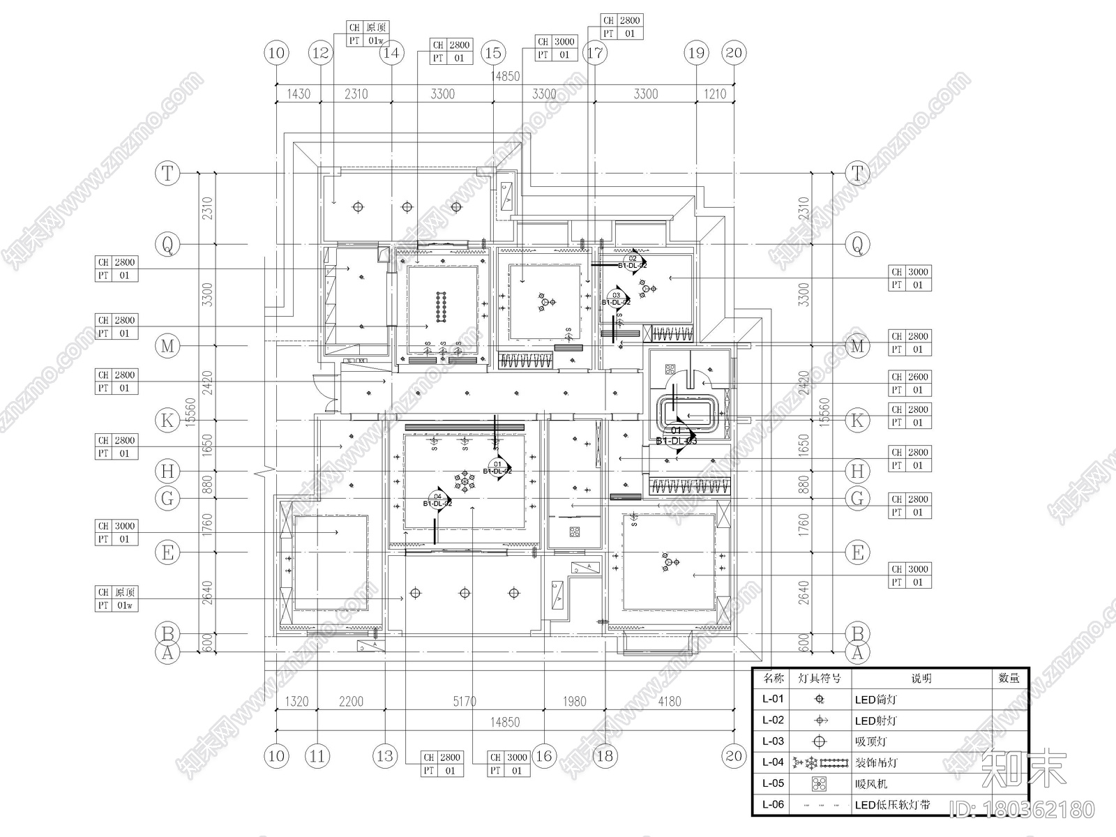 [长沙]​两套三居家装样板间装修设计施工图施工图下载【ID:180362180】