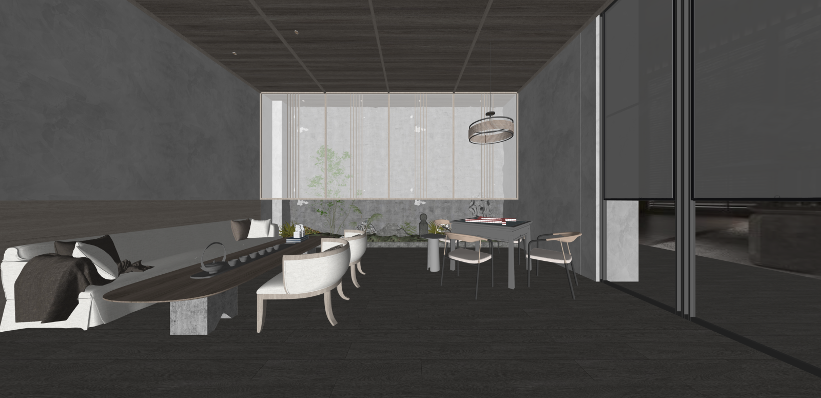 新中式棋牌室SU模型下载【ID:1216023623】
