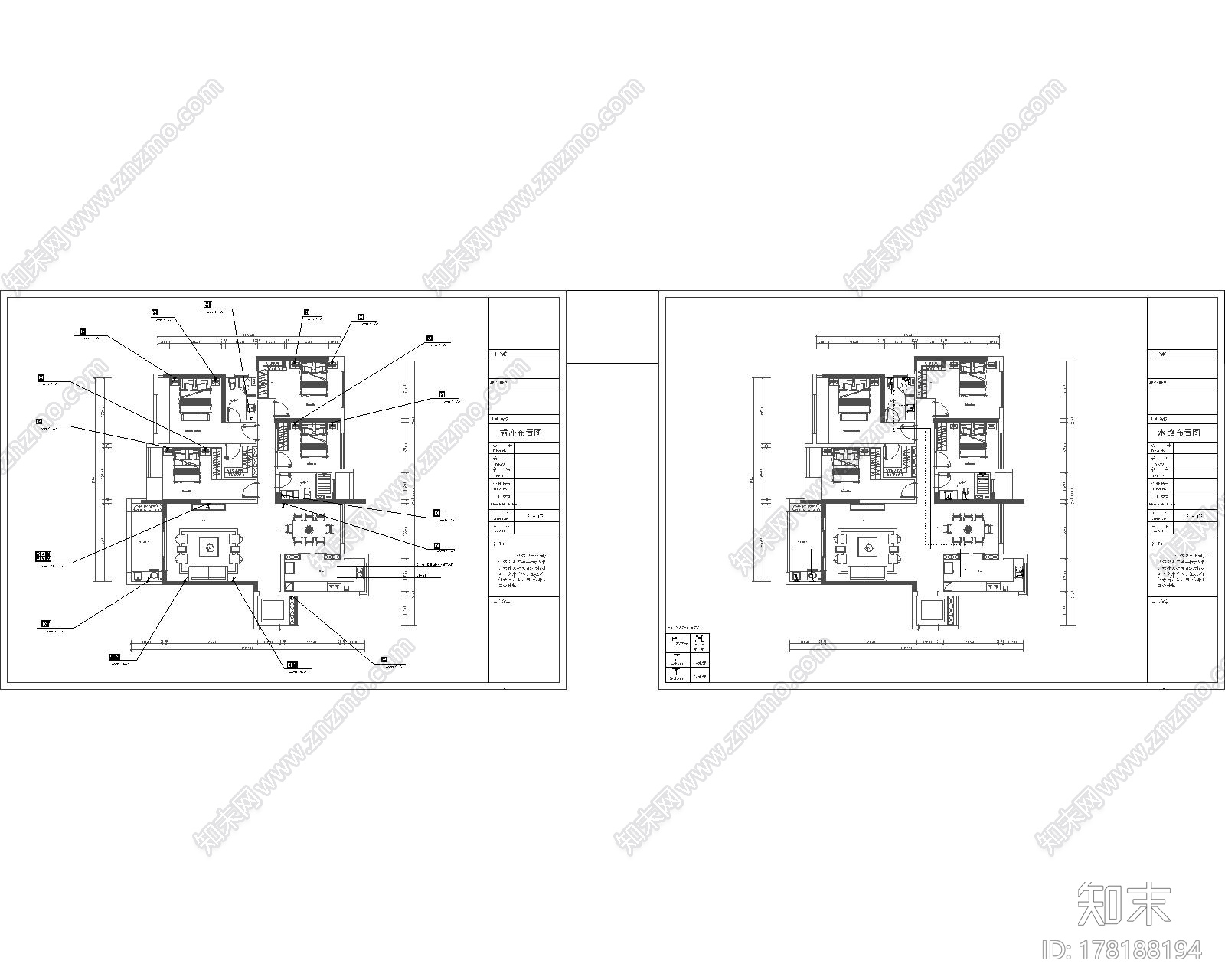 新中式家装|CAD施工图+效果图cad施工图下载【ID:178188194】