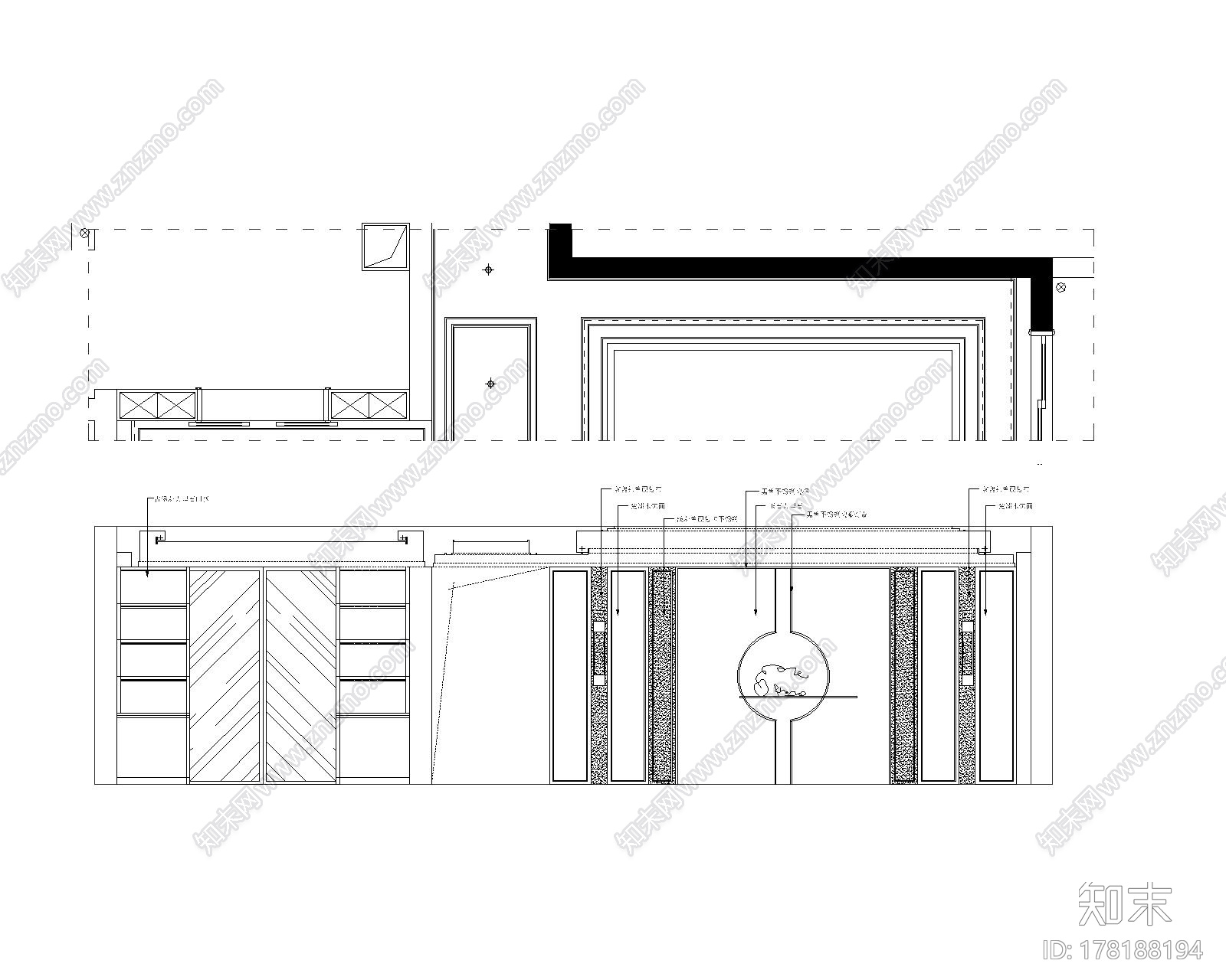 新中式家装|CAD施工图+效果图cad施工图下载【ID:178188194】