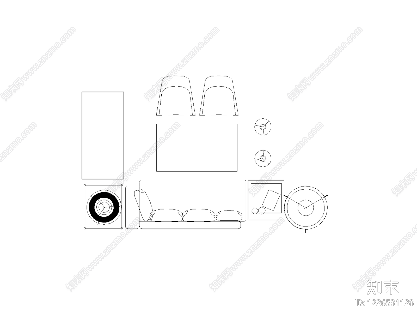 现代沙发CAD图纸