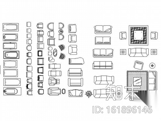 全套常用家居CAD图块下载cad施工图下载【ID:161896146】