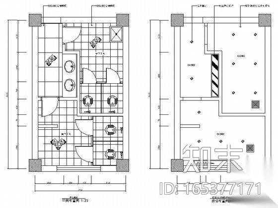 某公共卫生间设计装修图cad施工图下载【ID:165377171】