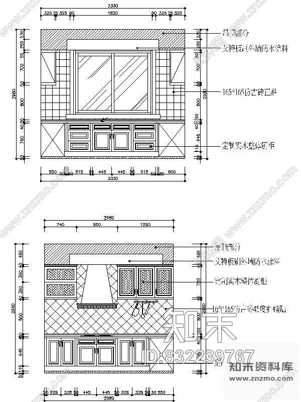 图块/节点欧式厨房立面图施工图下载【ID:832239767】