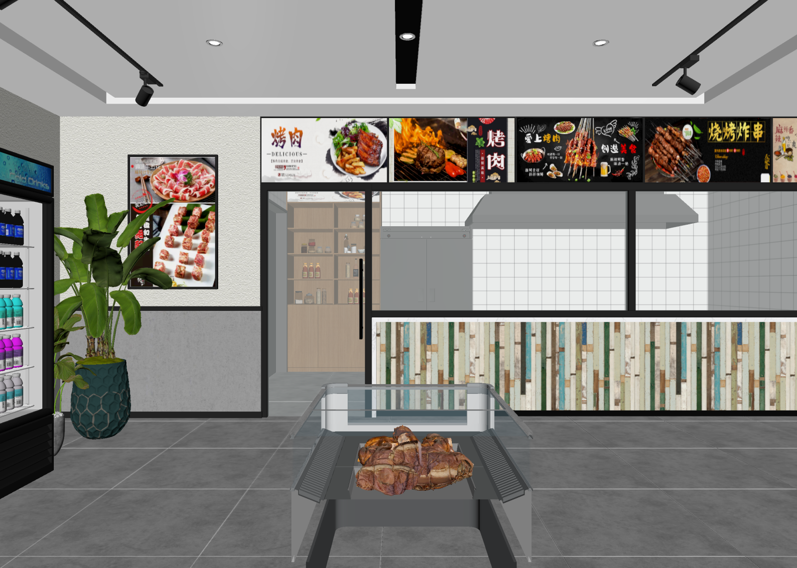 现代烧烤店3D模型下载【ID:1215027763】