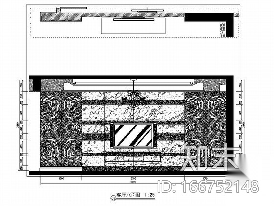 [重庆]某欧式四居室电视墙立面图cad施工图下载【ID:166752148】