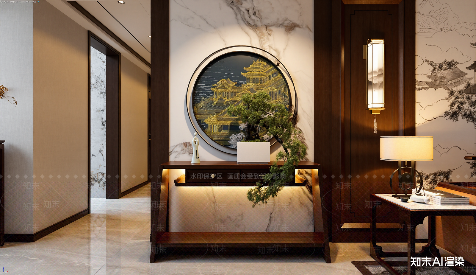 新中式玄关3D模型下载【ID:1221949812】