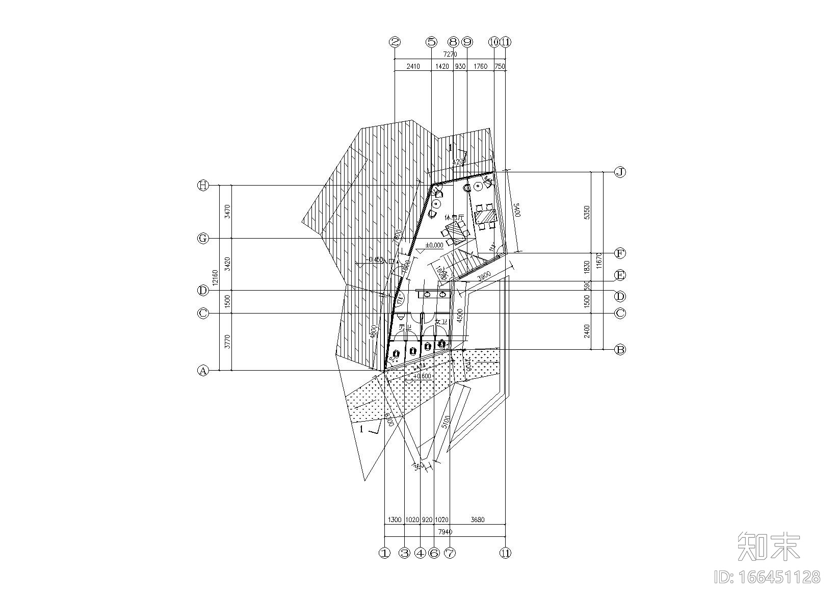 二层休息室建筑施工图设计cad施工图下载【ID:166451128】