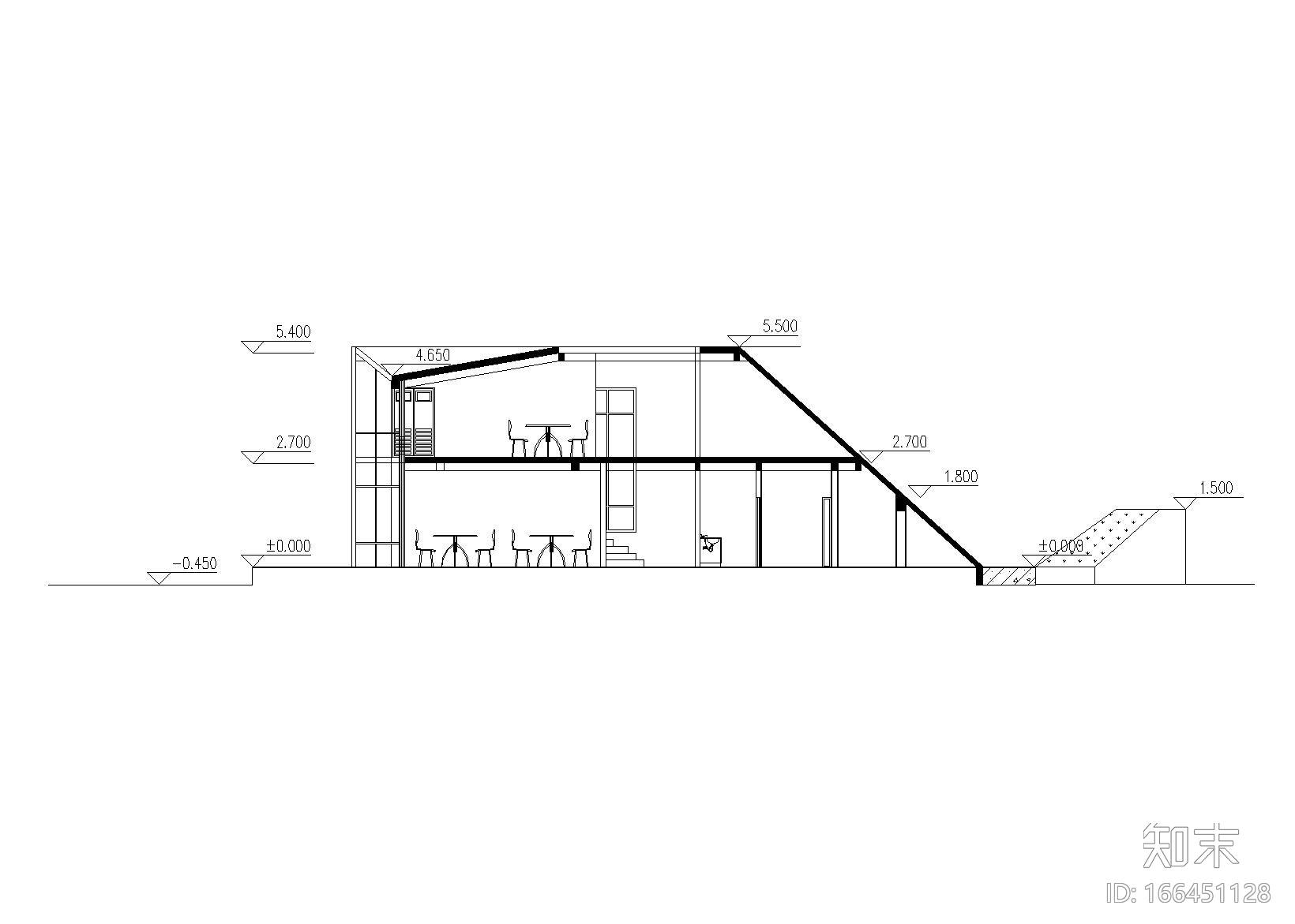 二层休息室建筑施工图设计cad施工图下载【ID:166451128】