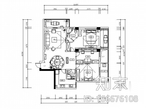 [江苏]都市后花园典雅新中式风格两居室装修施工图（含效...cad施工图下载【ID:166676108】
