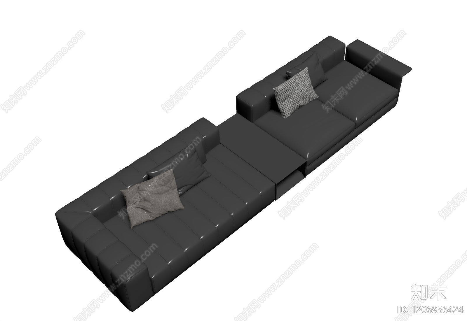 黑色模块化沙发组合3D模型下载【ID:1206956424】