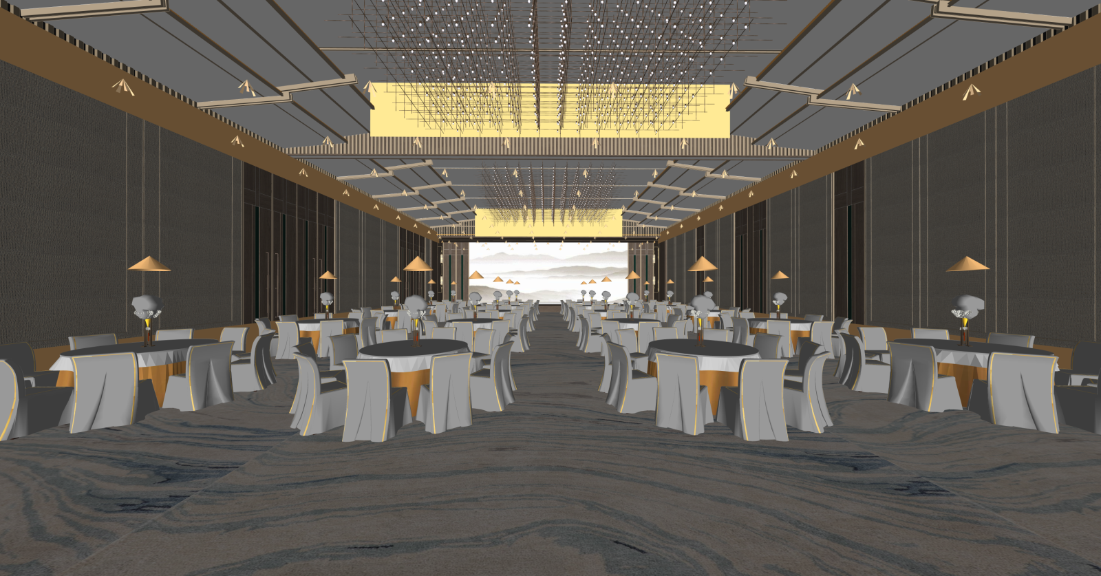 现代酒店餐厅SU模型下载【ID:1216011225】