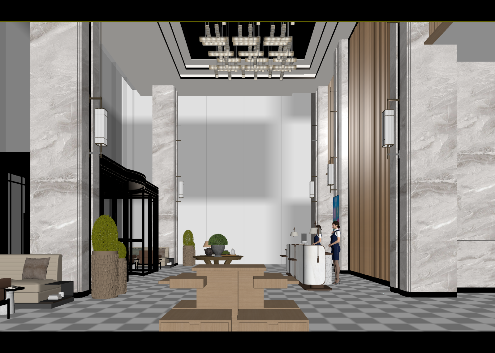 现代酒店大堂3D模型下载【ID:1215080698】